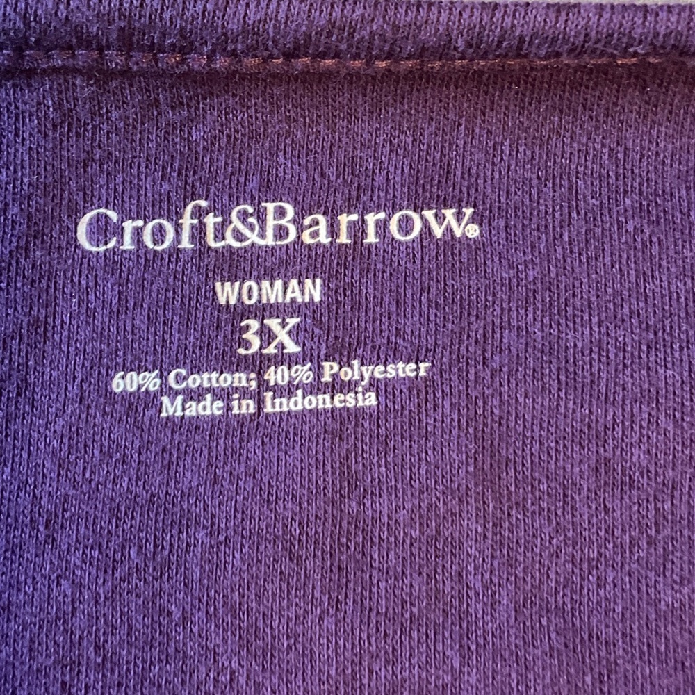 Croft & Barrow Dark Purple Long Sleeve Top with Silver Embroidery - Picture 6 of 9